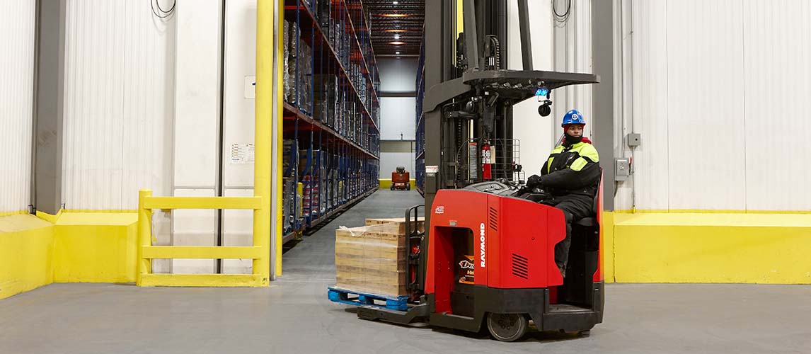 raymond reach truck in warehouse