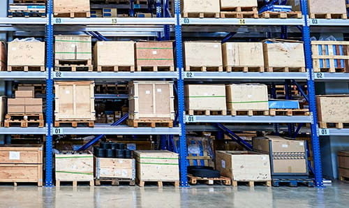 pallet racks in a warehouse