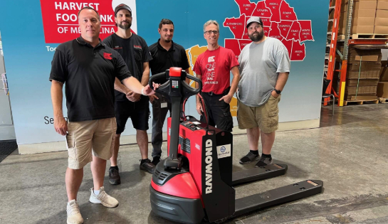 Carolina Handling donates forklift to hunger organizations. 