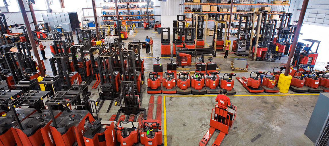 fleet of raymond lift trucks